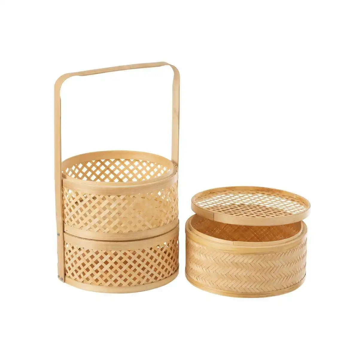 3 Aufbewahrungskorb mit Fächer Bambus Natur - HomeDesign Knaus