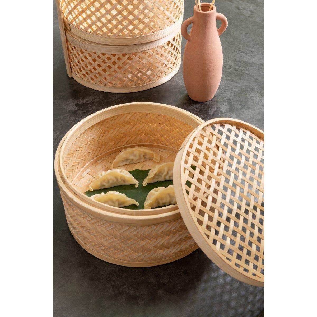 3 Aufbewahrungskorb mit Fächer Bambus Natur - HomeDesign Knaus