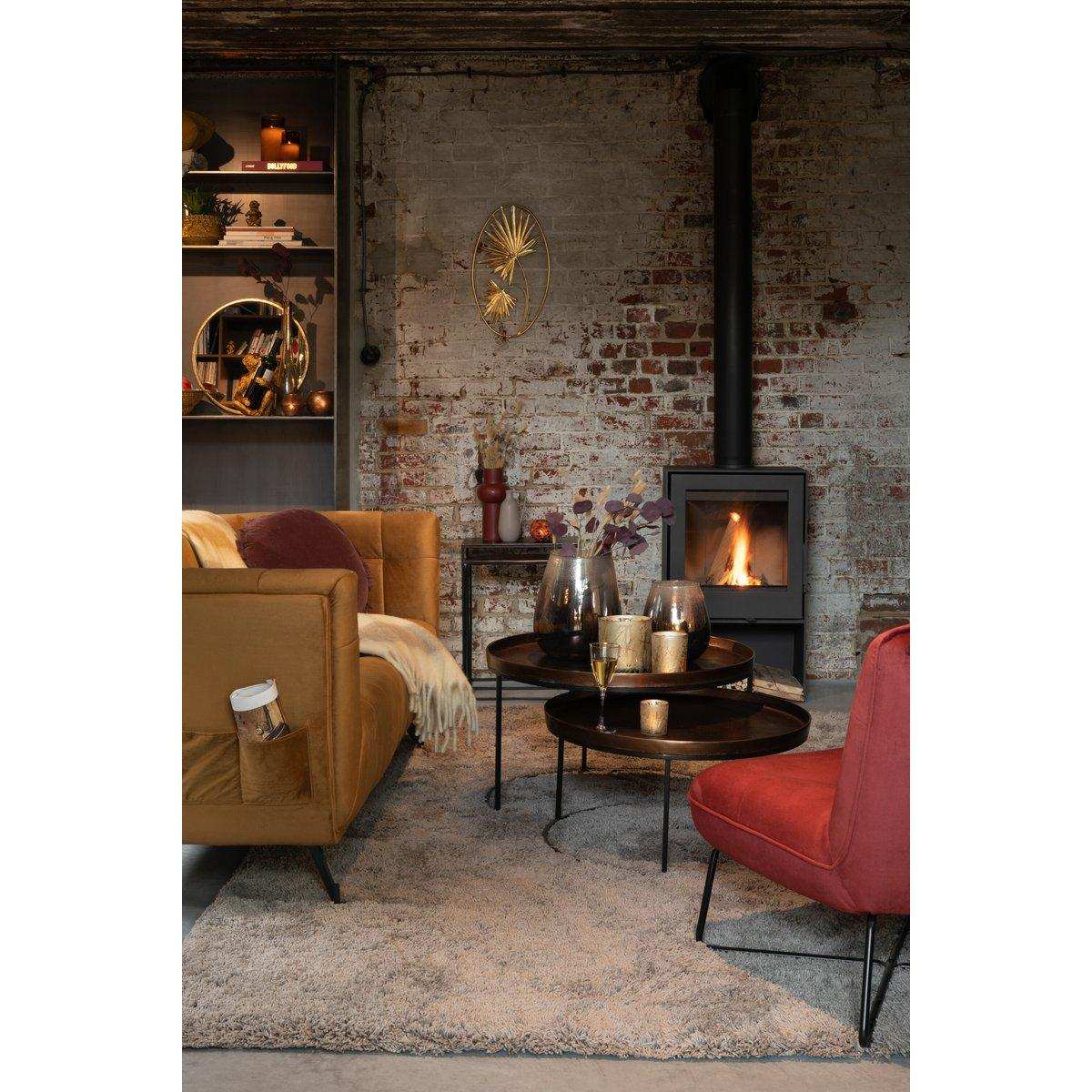 3 er Set Beistelltisch Rund Couchtisch Aluminium – Rost - HomeDesign Knaus