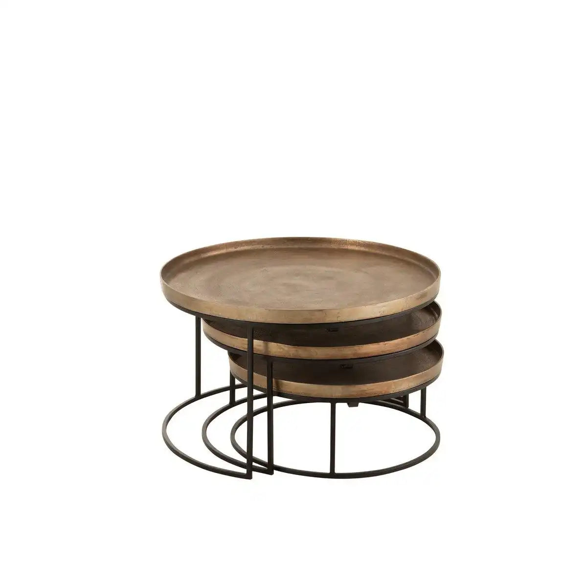 3 er Set Beistelltisch Rund Couchtisch Aluminium – Rost - HomeDesign Knaus