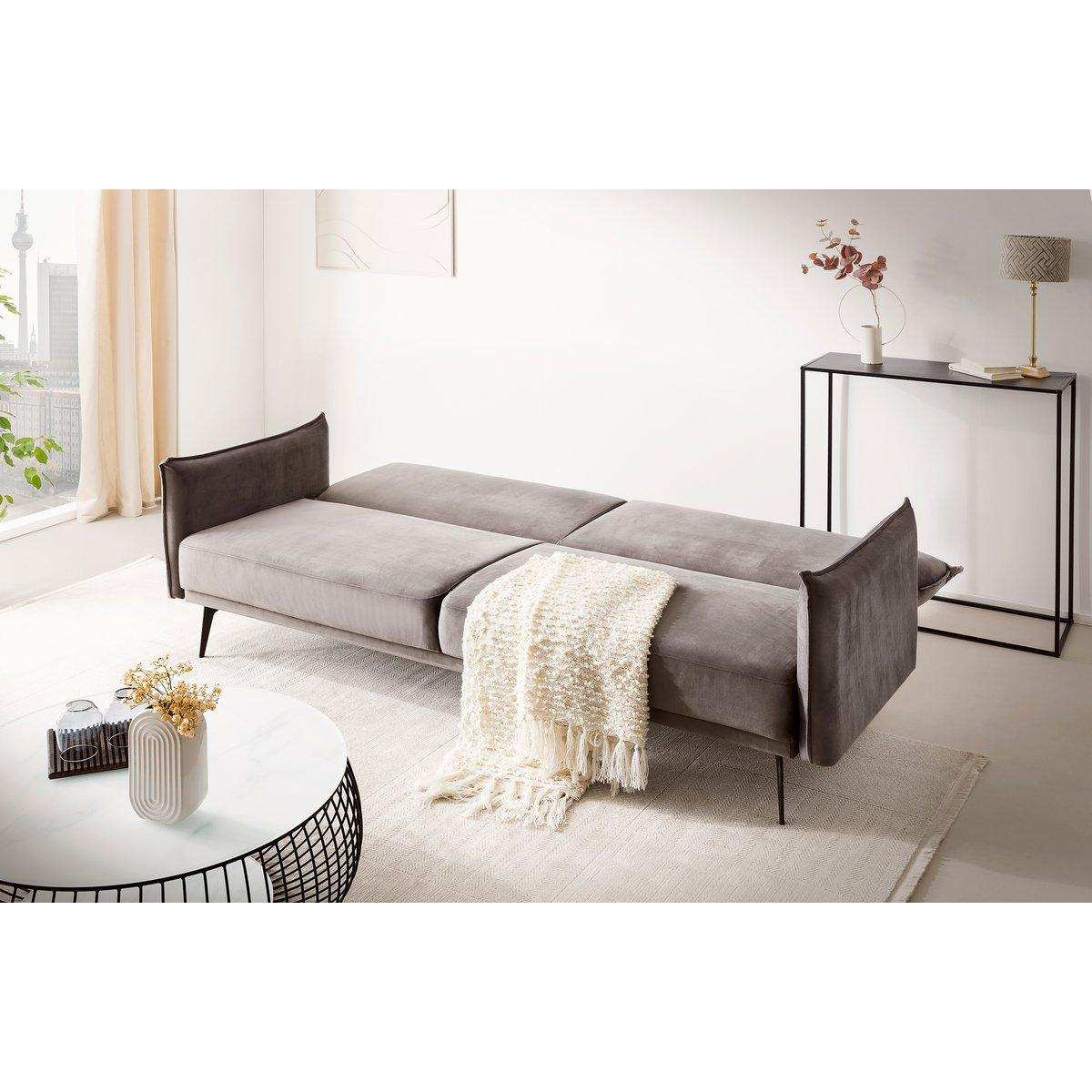 3-Sitzer Sofa Samt Grau - HomeDesign Knaus
