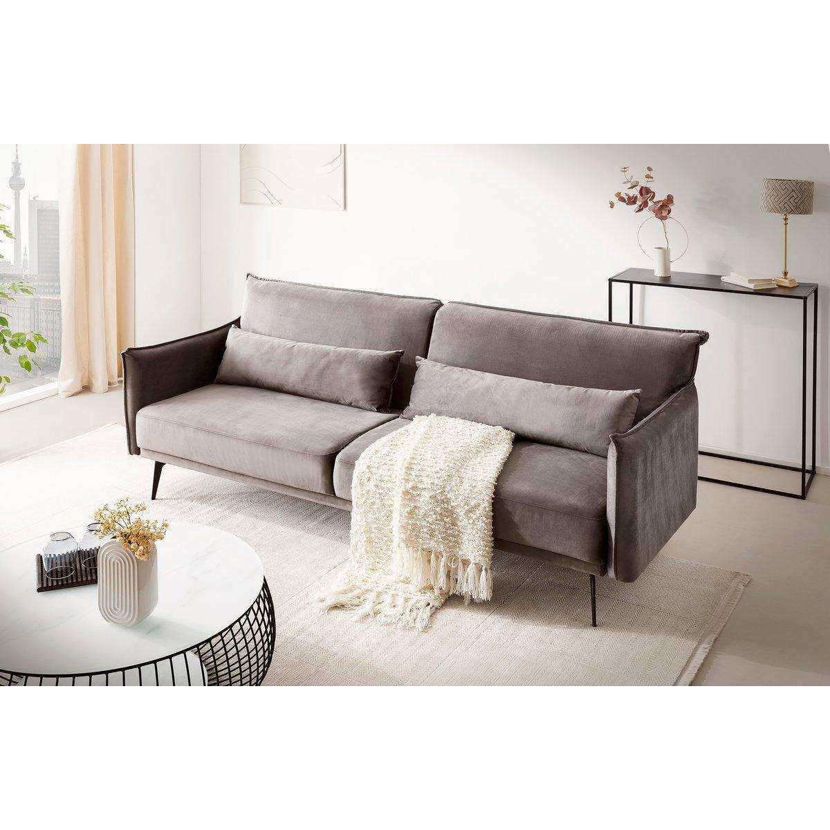 3-Sitzer Sofa Samt Grau - HomeDesign Knaus