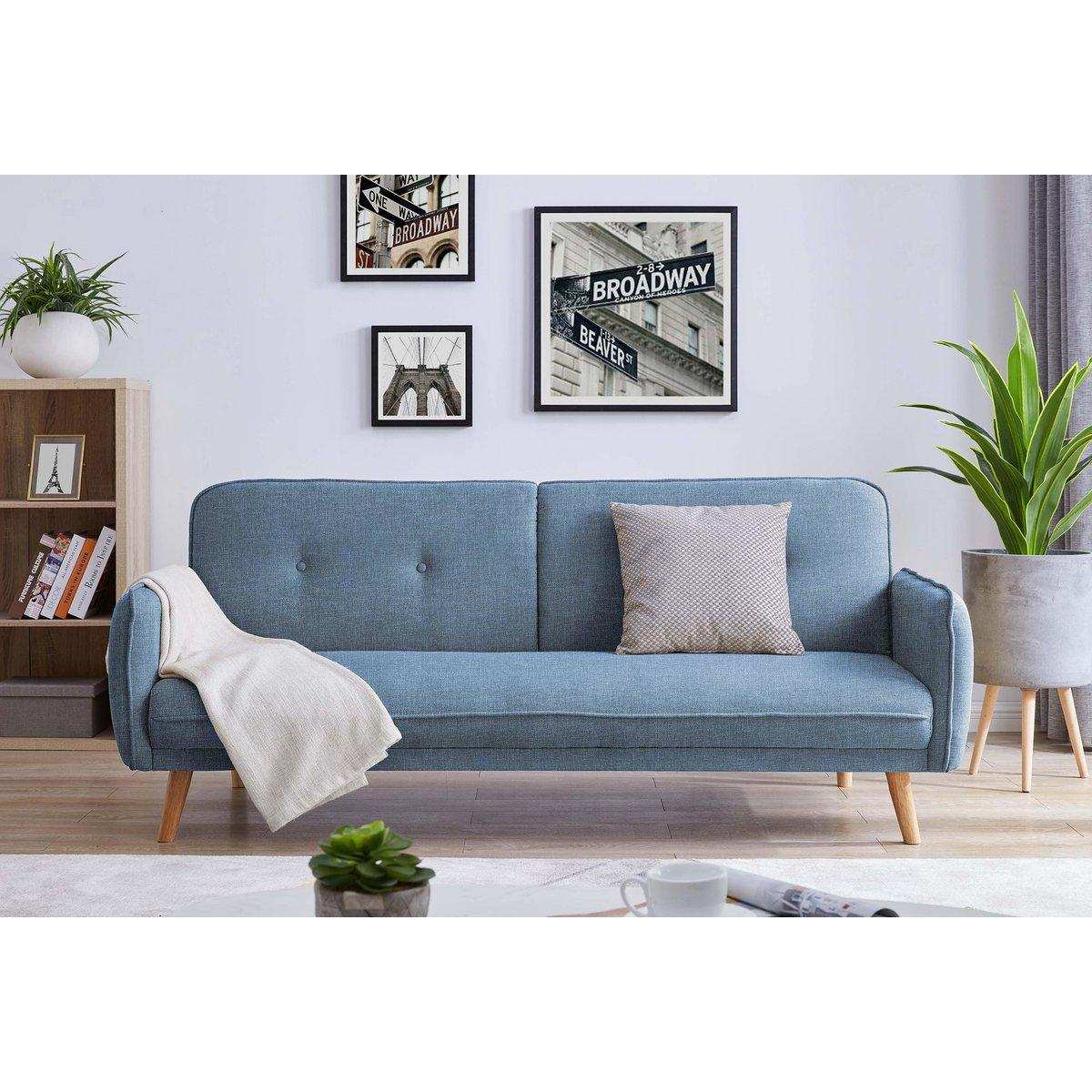 3-Sitzer Sofa Strukturstoff fein Blau - HomeDesign Knaus
