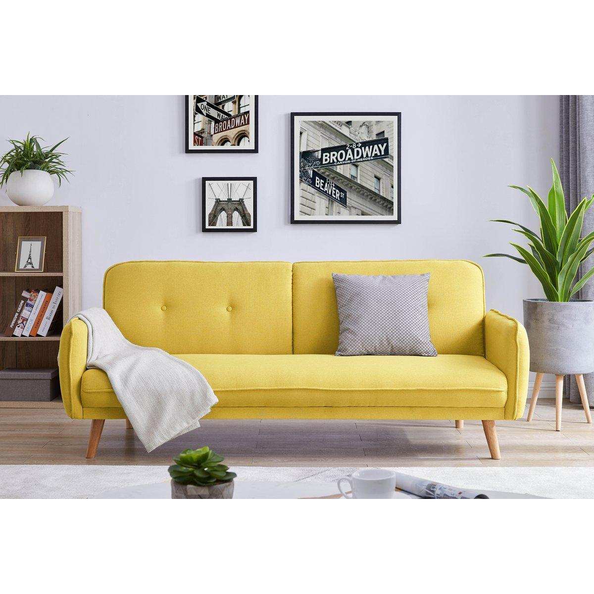 3-Sitzer Sofa Strukturstoff fein Gelb - HomeDesign Knaus