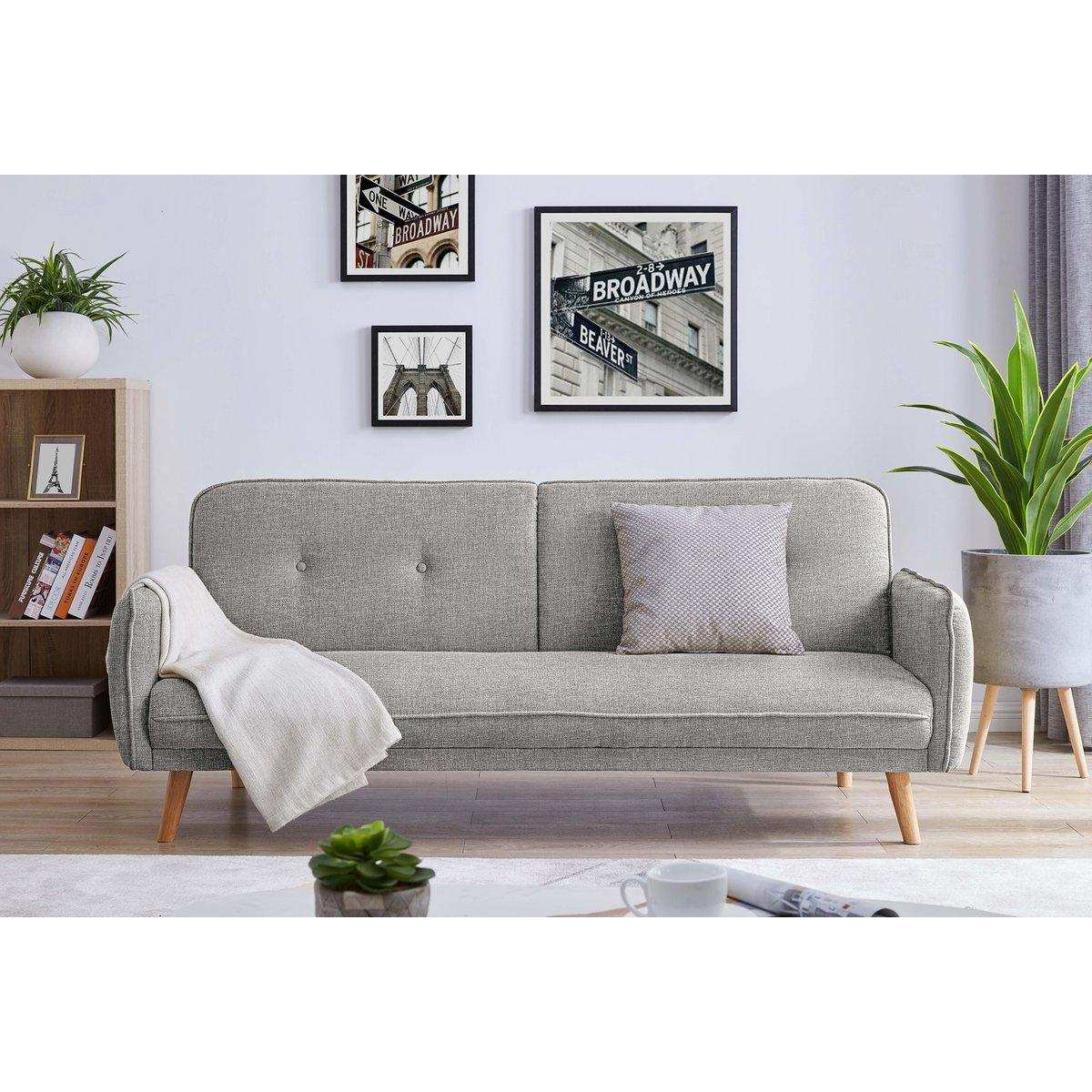 3-Sitzer Sofa Strukturstoff fein Hellgrau - HomeDesign Knaus