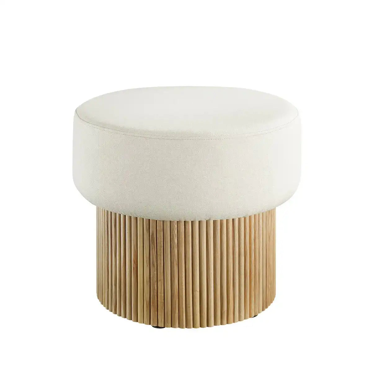 Sitzpouf mit Stauraum Ø 50 cm Natur/Weiß