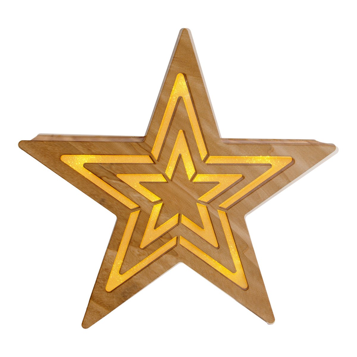 LED-Weihnachtsdeko "Stern" H: 33 cm - Weihnachtsartikel - Deko - Holz - natur - mit integrierter LED - Weihnachtsdekoration