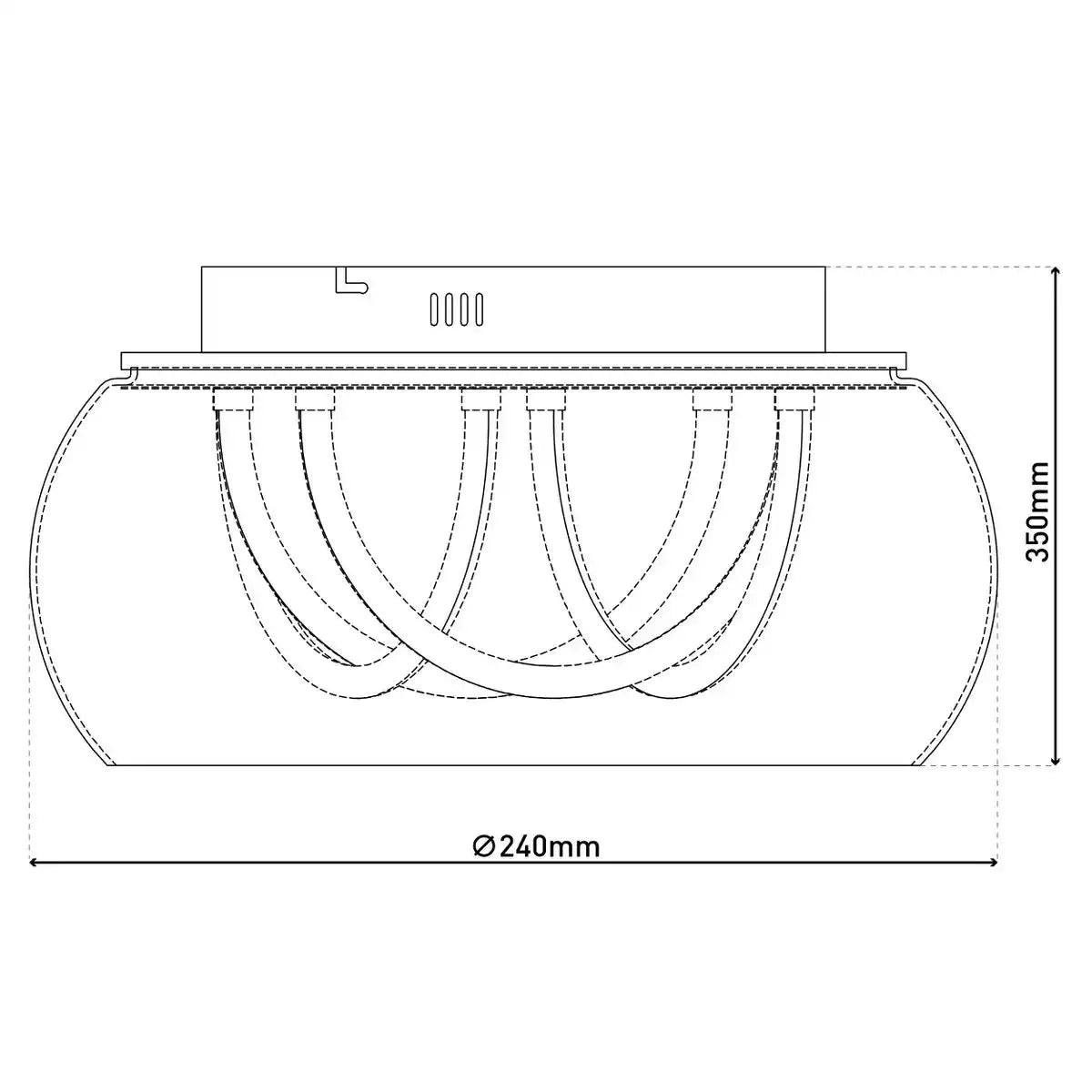 LED Deckenleuchte "MALOU" Ø 45 cm, 23,5 cm hoch, aus Metall, Rauchglas, integrierte LEDs, warmweiß
