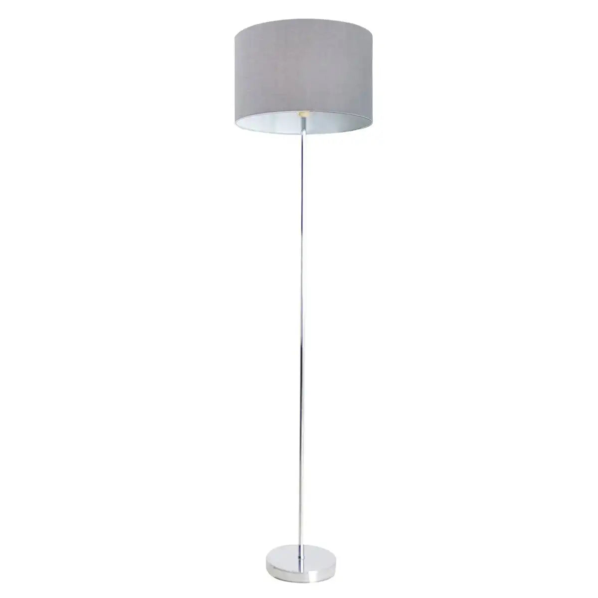 Stehleuchte "NEW YORK", klassische Stehlampe aus Metall mit Textilschirm in Grau, mit E27-Fassung, 160 cm hoch, perfekt für Wohnzimmer, Esszimmer, Diele und Büro