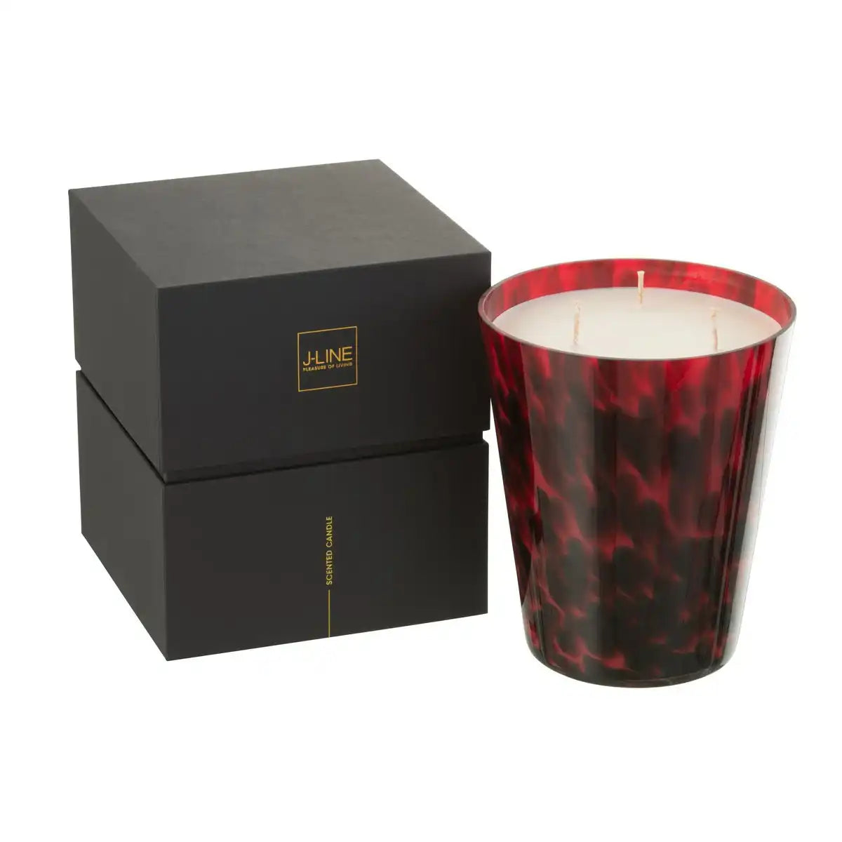 J-Line Duftkerze Noa – Sandelholz – Glas – Rot – groß – 95U