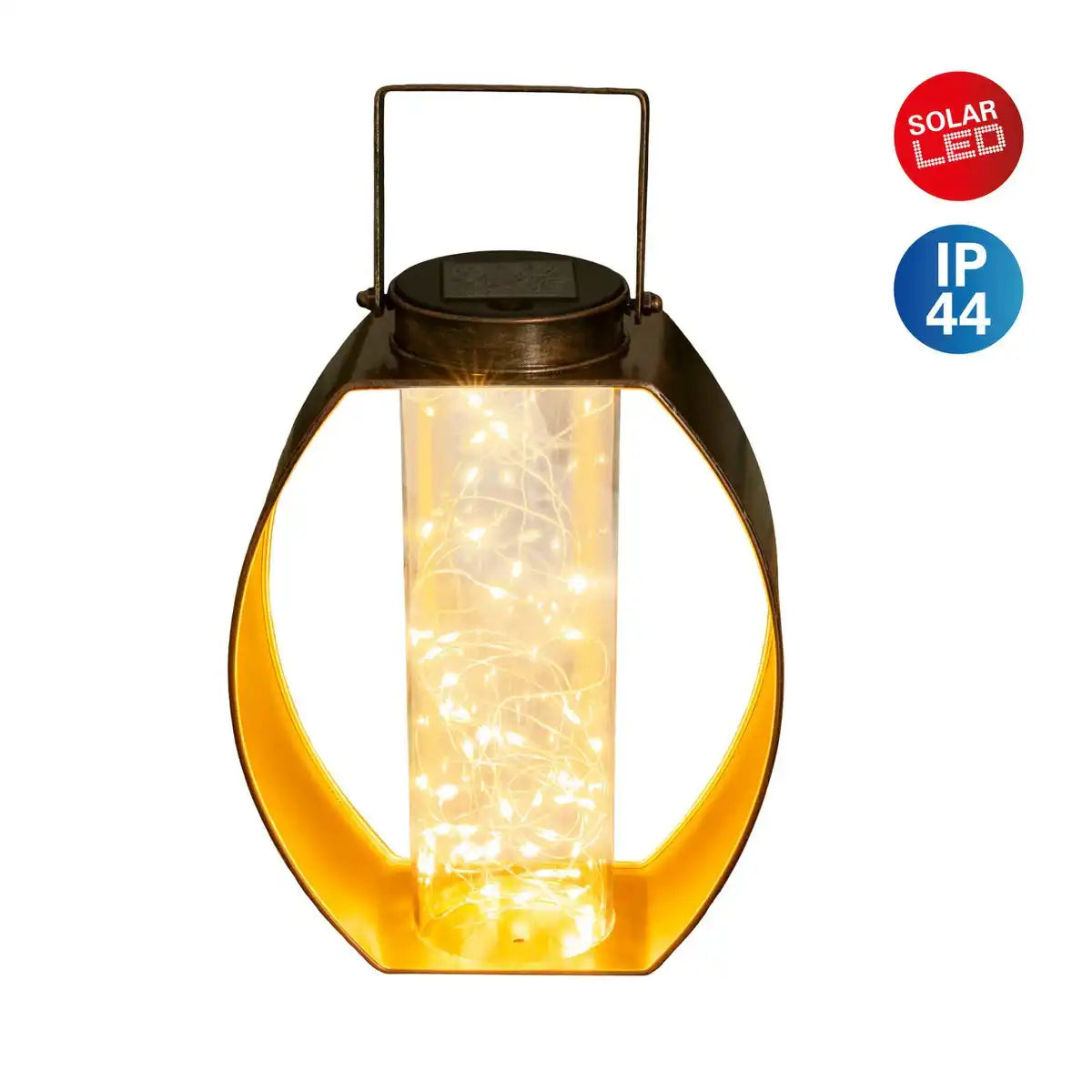 LED Solarleuchte "Fairylight" für Terrasse und Balkon, LED Tischlampe aus Metall aus Metall in Schwarz, und Gold und Acryl, fest verbaute LEDs, Deko Solarleuchte 26 x 19,5 x12,5 cm