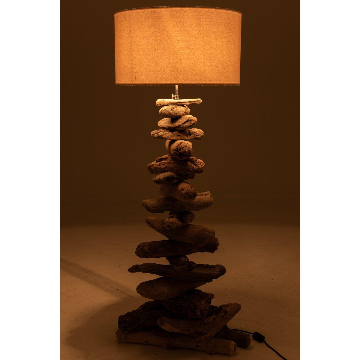 J-Line Lampe + Schirm – Holz – Natur/Beige – mittel