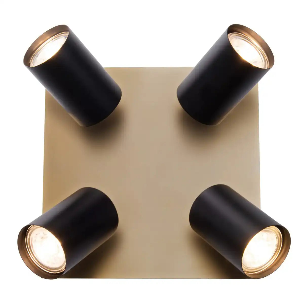 4er Wand- und Deckenleuchten "FRIDA" in Metall schwarz / Gold, Deckenstrahler, GU10, Deckenlampe für Esszimmer, Wohnzimmer, Diele oder Büro, 22 x 22 cm