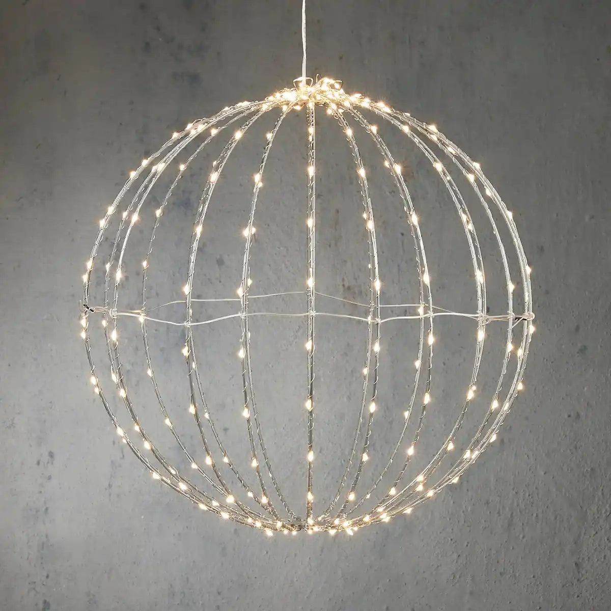 Weihnachtsbeleuchtungskugel mit klassischen weißen LED-Lichtern - Ø40 cm - Silber