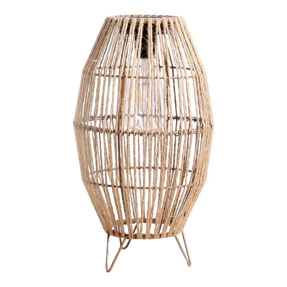 LED Solarleuchte "Korbinian" für Garten und Terrasse, Außendeko aus Metall, Kunststoff und Jute in natur, fest verbaute LEDs, Solar Lampe für den Garten 34 x 19,58 cm