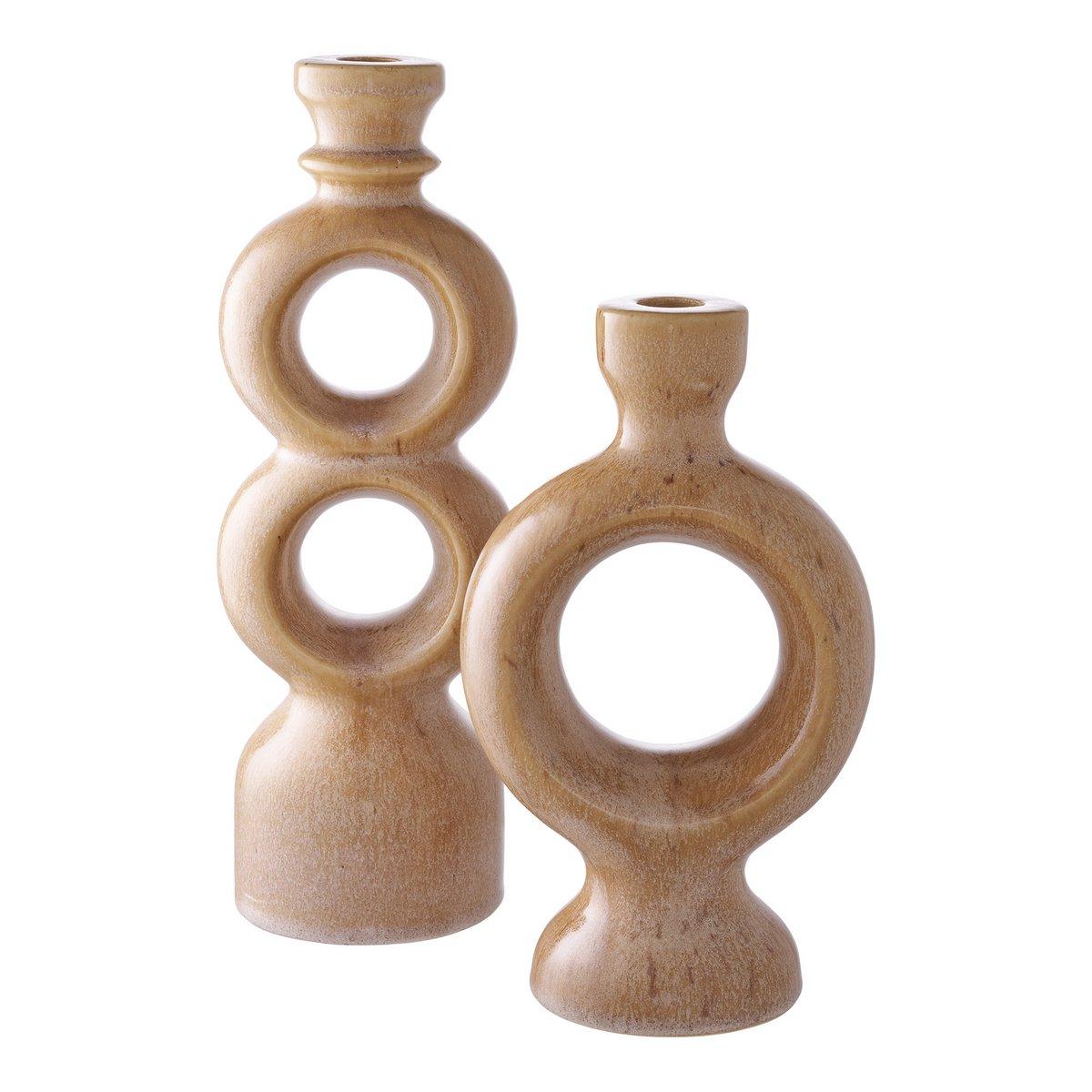 Kerzenhalter – Braun, Keramik, 10,7 x 9,5 x 30,5 cm