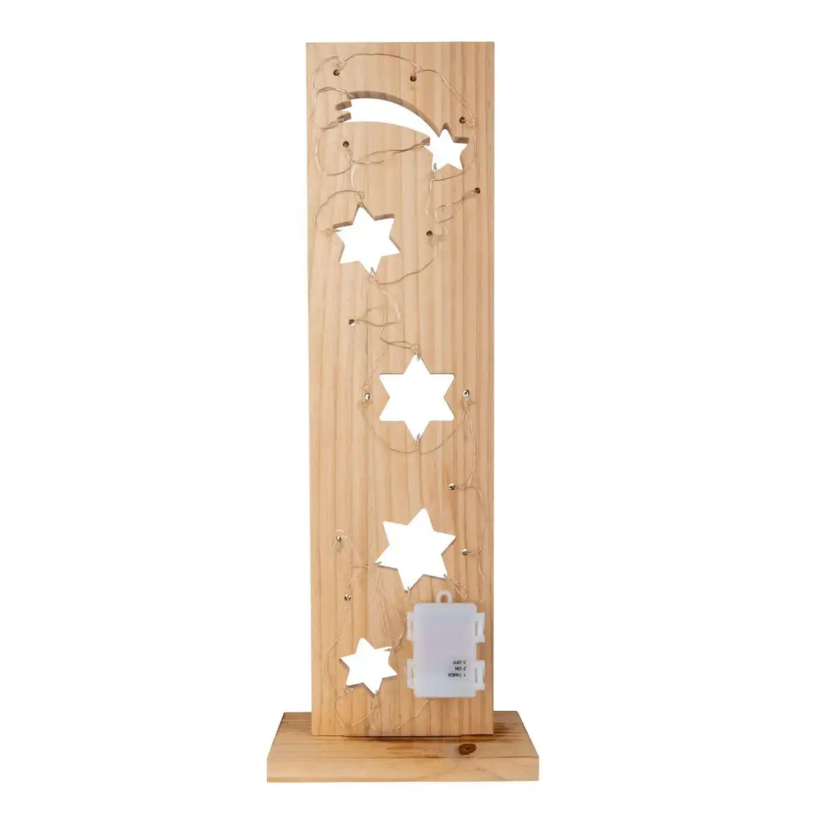LED-Holz-Dekoleuchte "STERNE", aus naturbelassenem Holz mit festverbauten LEDs, Weihnachtsdekoration für Außen
