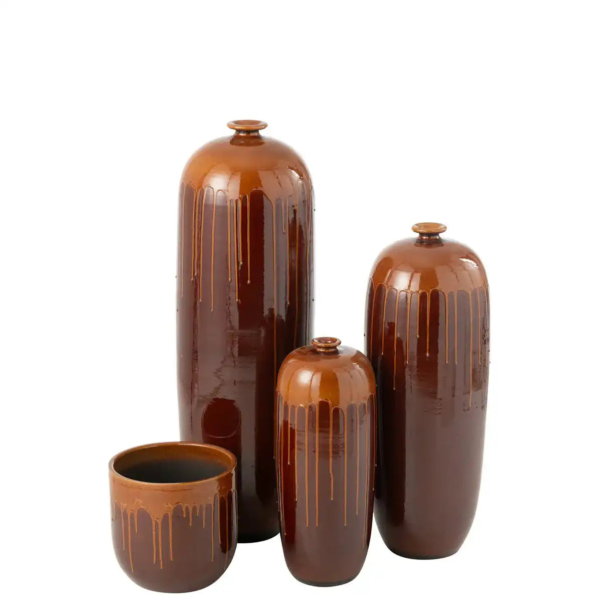J-Line Blumentopf Lee - glänzendes Braun/Orange - Ø 28 cm
