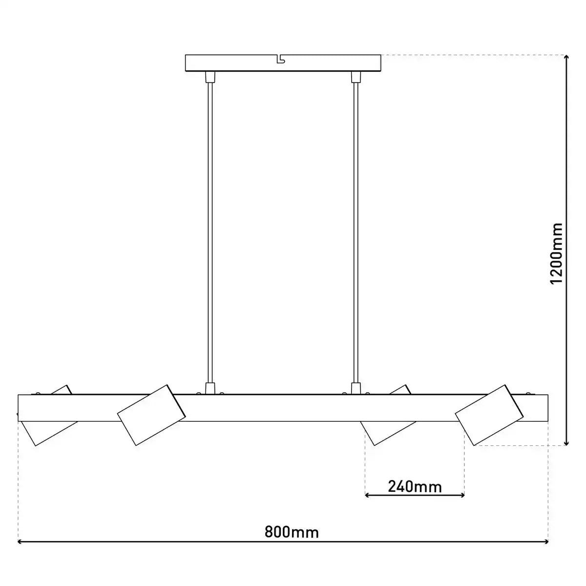 4er Pendelleuchte "FRIDA" weiß, Hängelampe, Metall, weiß, GU10, Pendellampe für Esszimmer, Wohnzimmer, Diele oder Büro, 80 cm lang
