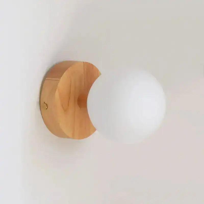 Richella hellbraunes Holz- und Glaswandlicht - wiederaufladbar und schnurlos