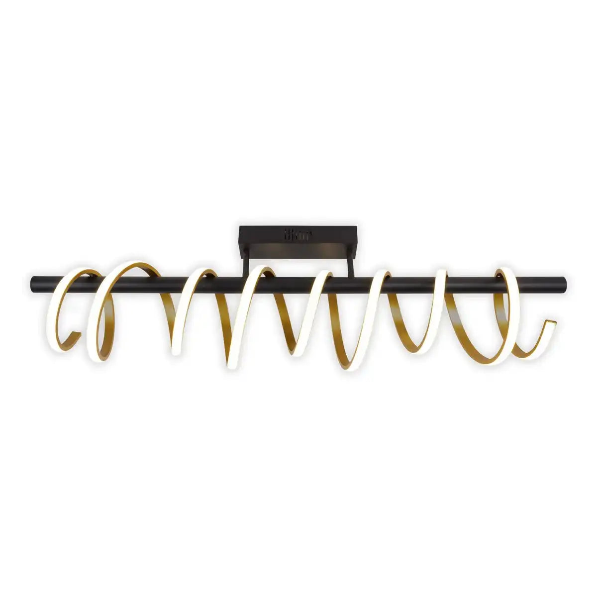 LED Deckenleuchte "BELLEZA", moderne Deckenlampe aus Metall und Kunststoff in Schwarz, Gold und Weiß, mit fest verbauten LEDs, 100cm lang. Die ideale Beleuchtung für Wohnzimmer, Esszimmer oder Büro.
