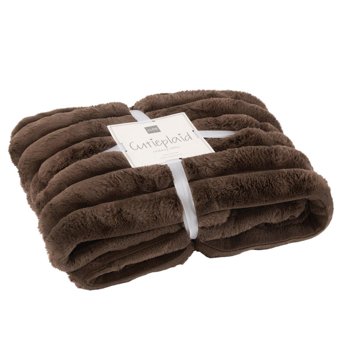 J-Line Plaid Large Cord Polyester Schokolade