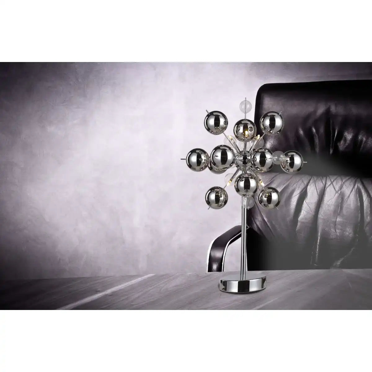 Tischleuchte "EXPLOSION", Tischlampe aus Metall und Glas, Chrome, G9, Tischlampe 73 cm hoch