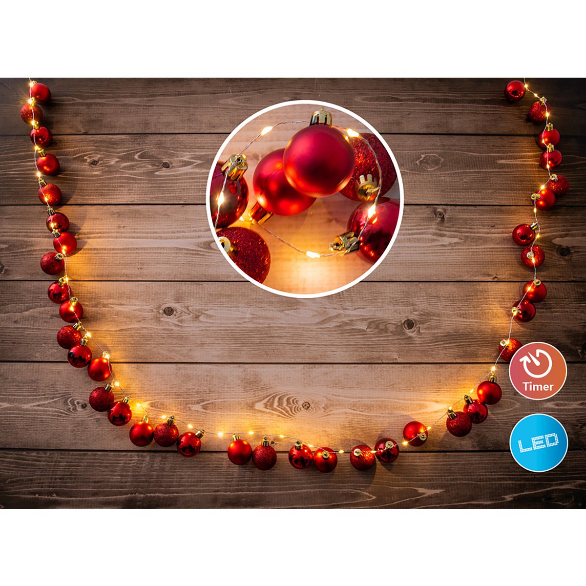 LED-Outdoor-Weihnachtslichterkette l: 250cm rot