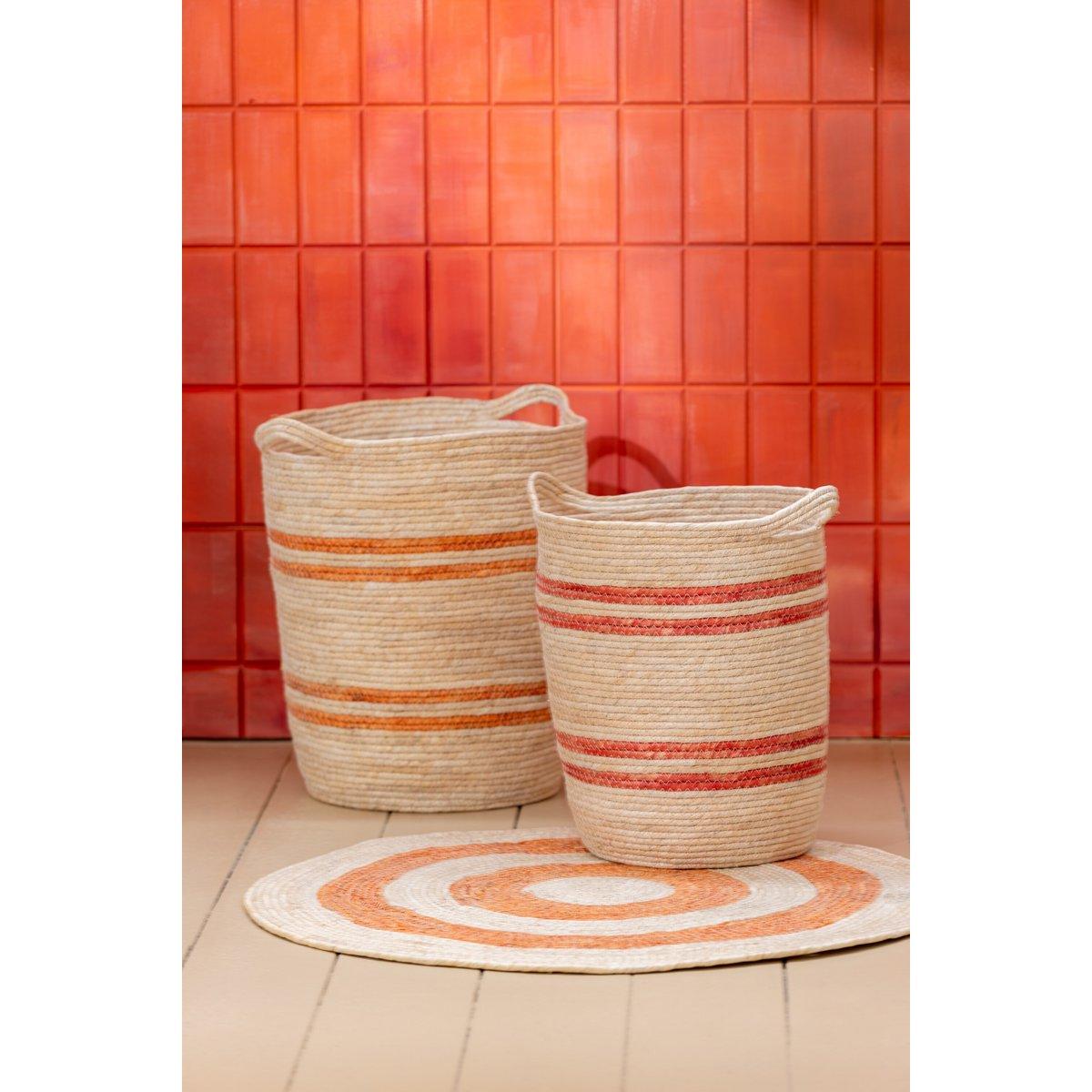 J-Line Set mit 3 Korbstreifen + Griff, Mais, Natur/Rot