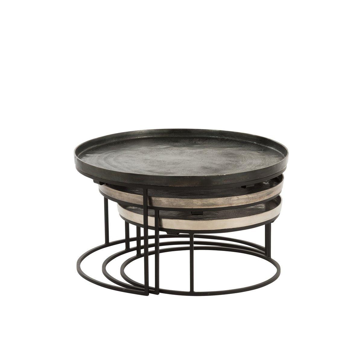 J-Line Beistelltisch Rund – Aluminium – Schwarz/Mix