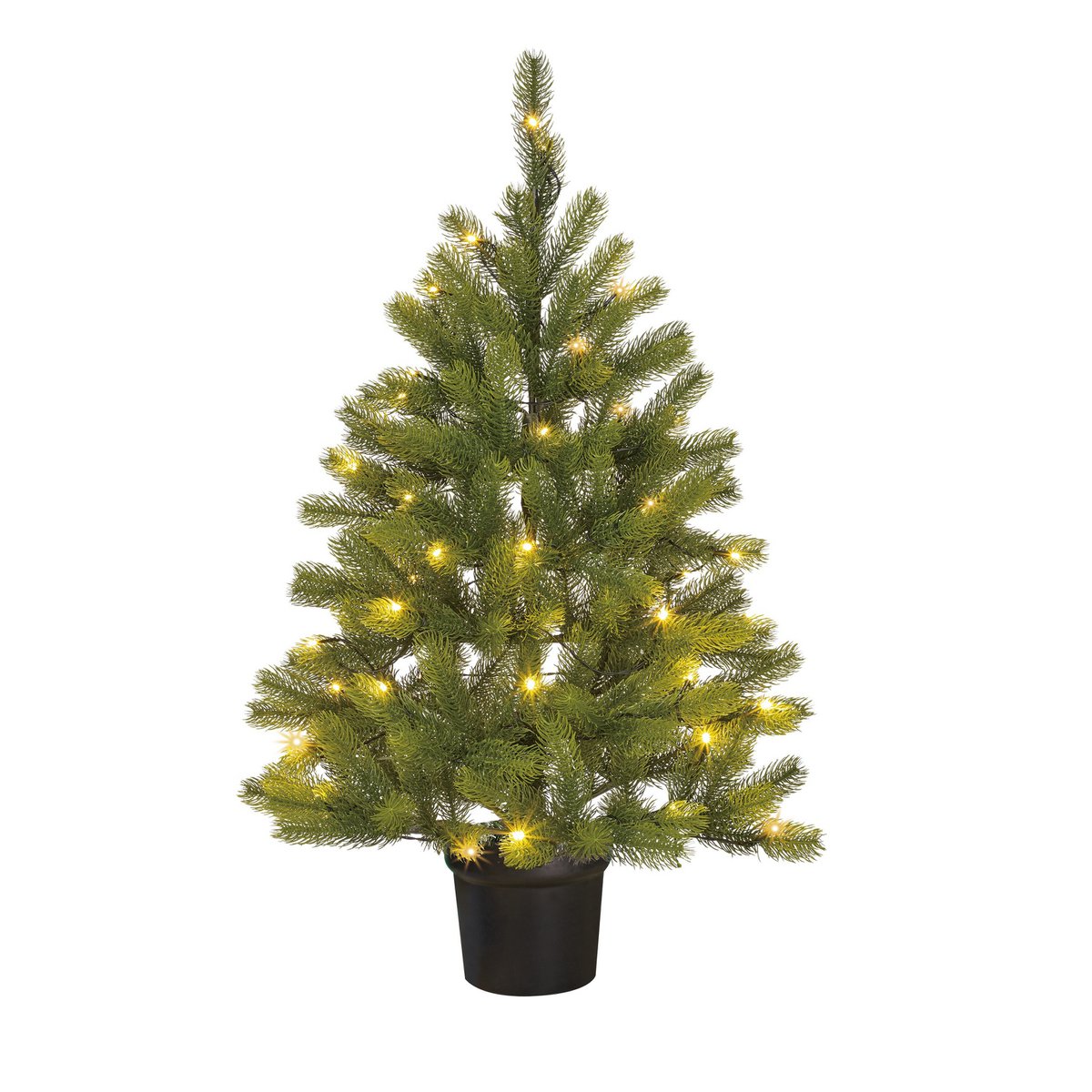Künstlicher Weihnachtsbaum im Topf mit LED-Beleuchtung – H90 x Ø55 cm – Grün