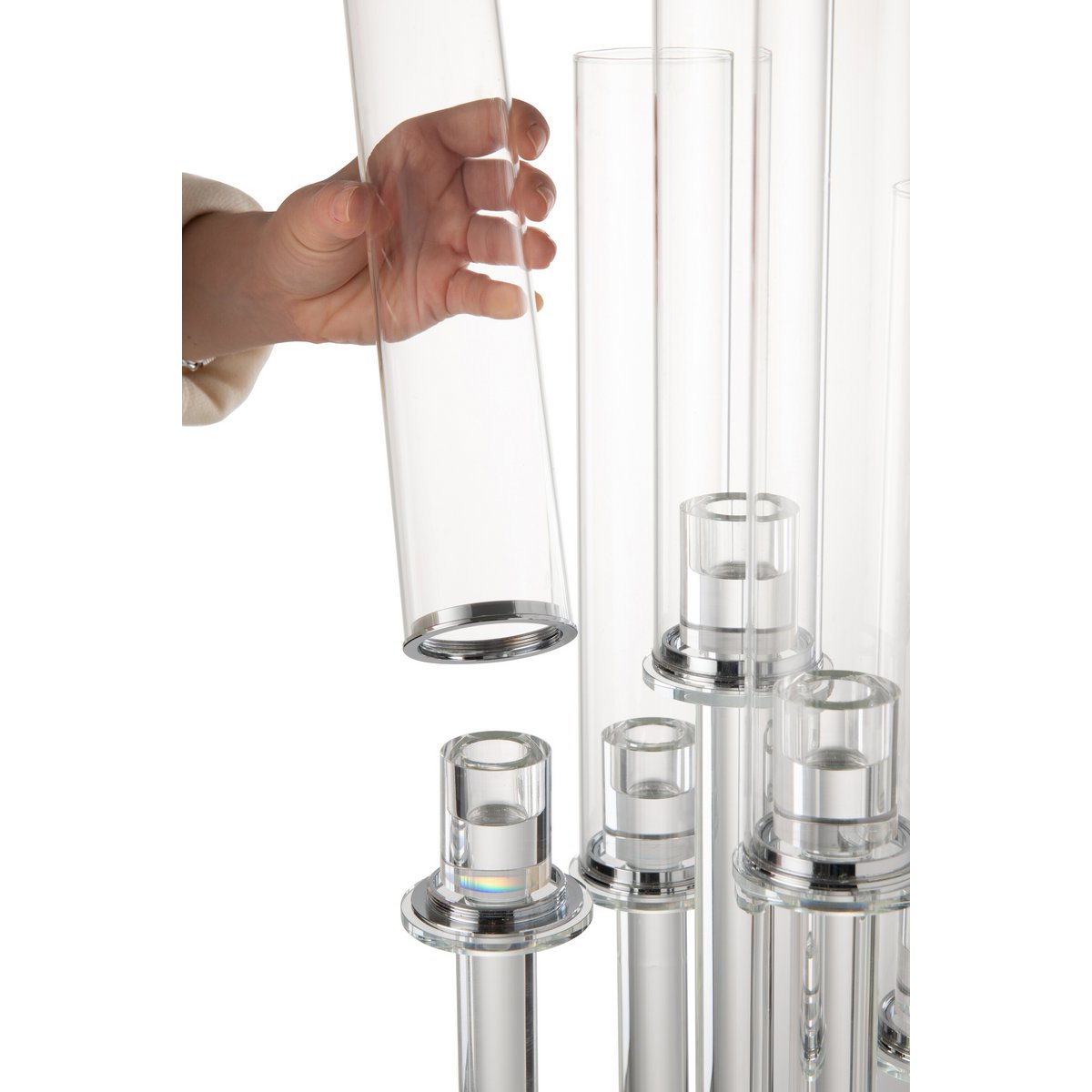 J-Line Kerzenhalter 5 dünnes Glas transparent