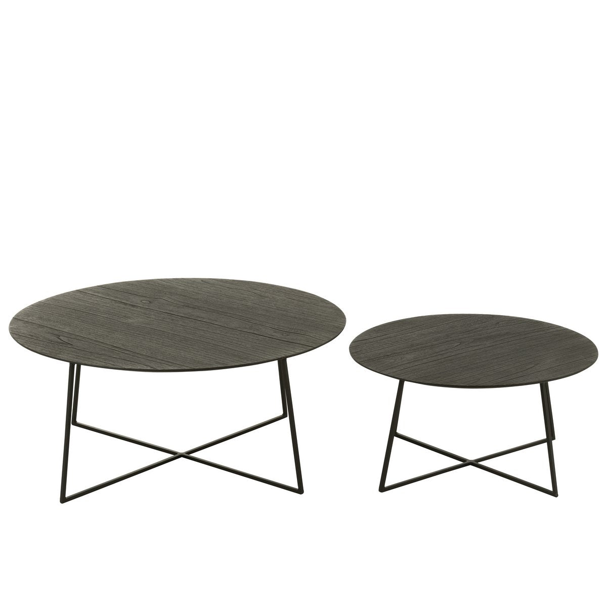 J -Line Side Table Round - Holz/Metall - Schwarz - 6 -Set von 6