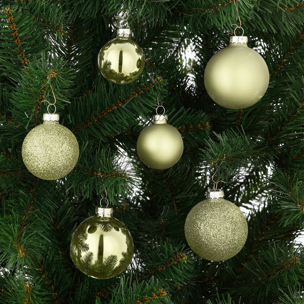 Weihnachtskugeln Set - 26 Stück - Ø7 cm - Glas - hellgrün
