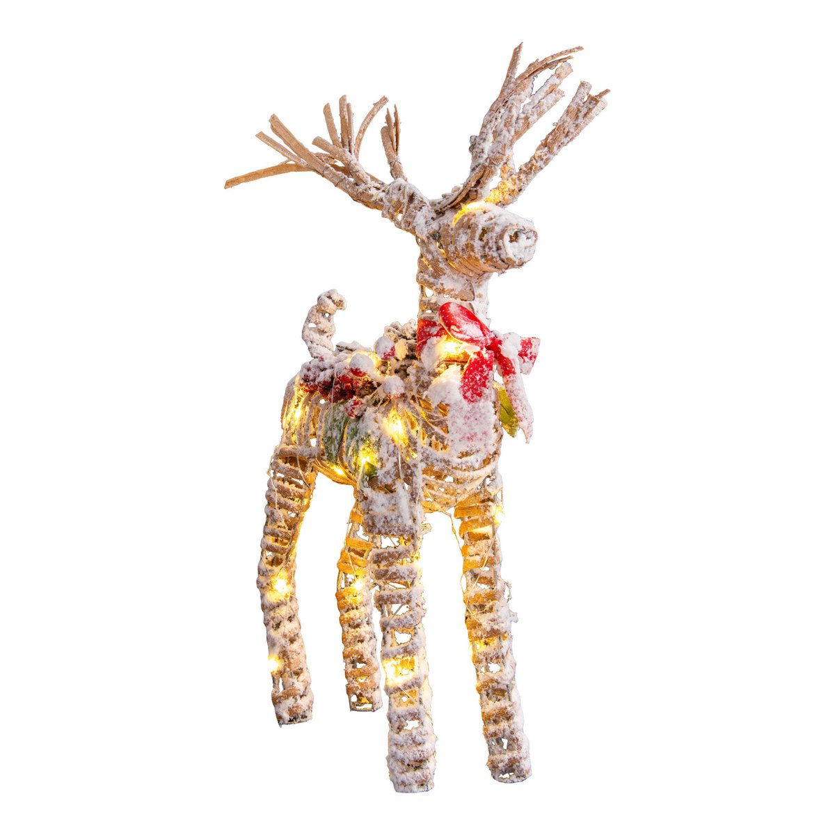 LED-Weihnachtsdeko "RENTIER" aus wetterfestem Kunststoff in natur, mit fest verbauten LEDs