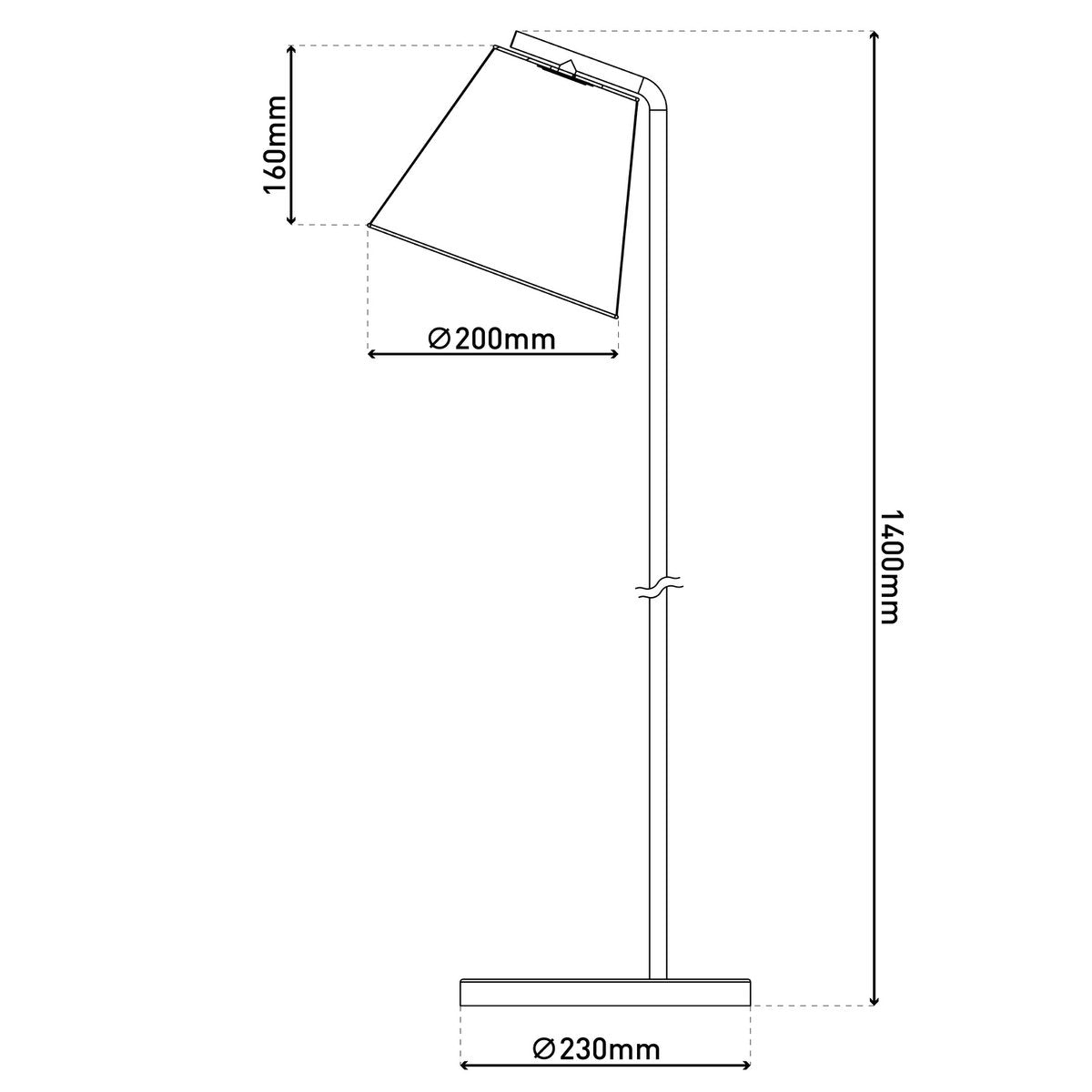 Stehleuchte "KORIE", Stehlampe aus Metall in Schwarz, mit E27-Fassung, 140 cm hoch, für Wohnbereich und Büro.