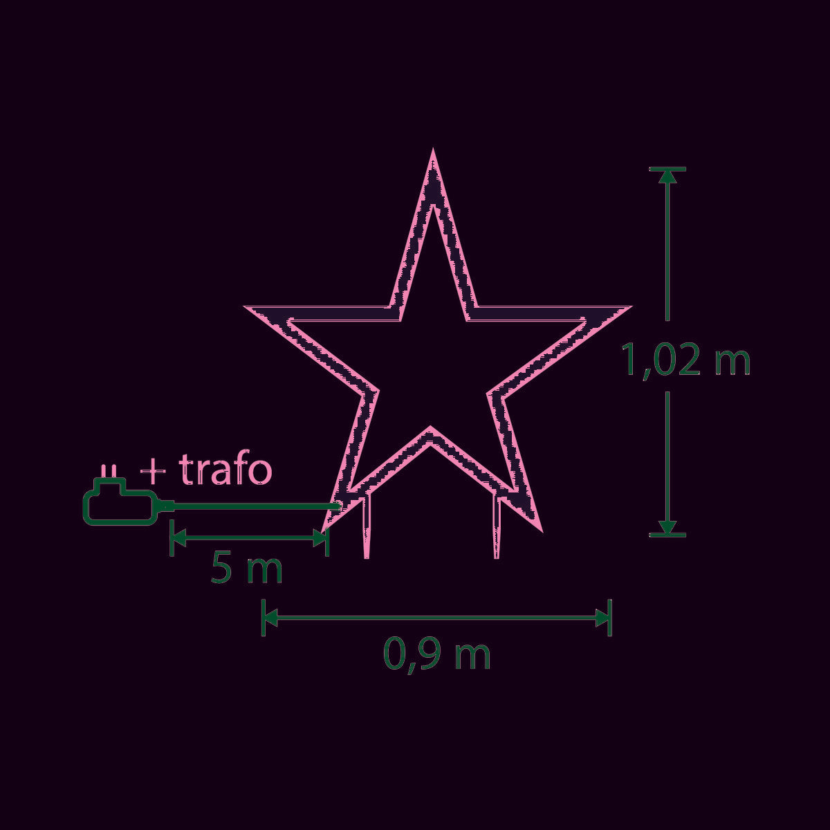 Gartenstecker mit warmweißer LED-Beleuchtung – L90 x H102 cm – Metall – Schwarz