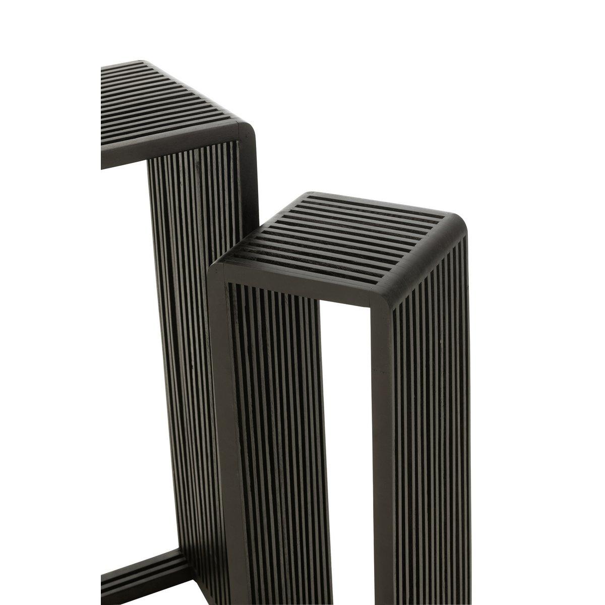 J-Line Beistelltische Cube Recyceltes Teakholz – Holz – Schwarz