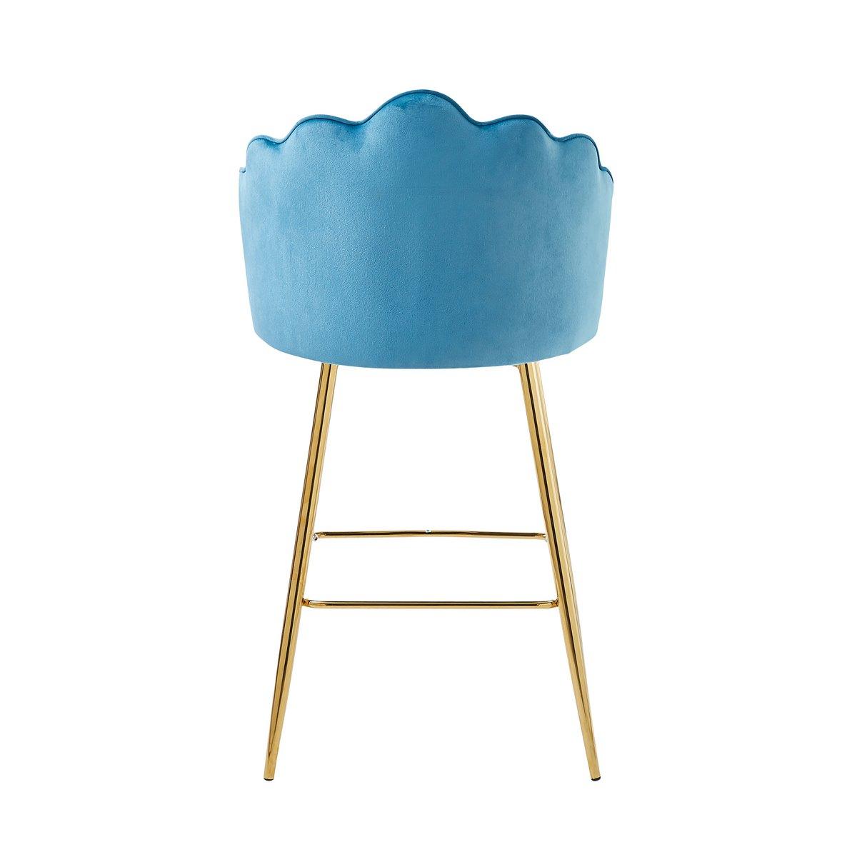 Barhocker Muscheldesign 2er Set aus Samt Blau