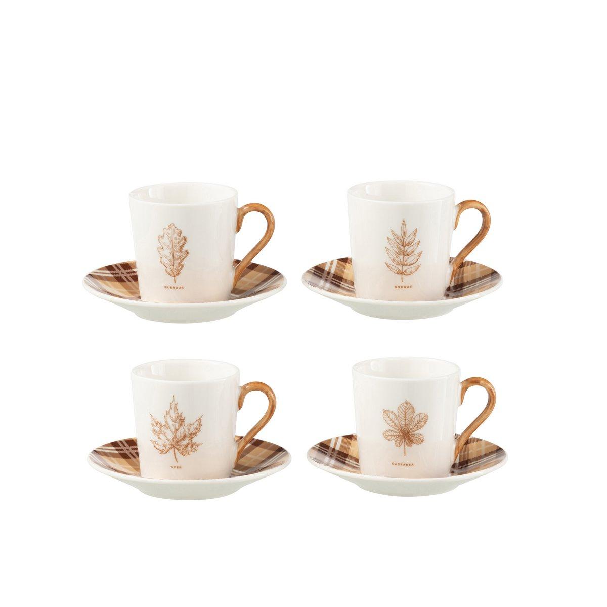 J-Line Tasche + Untertasse Tablett - Geschenkbox - Keramik - Braun - S -