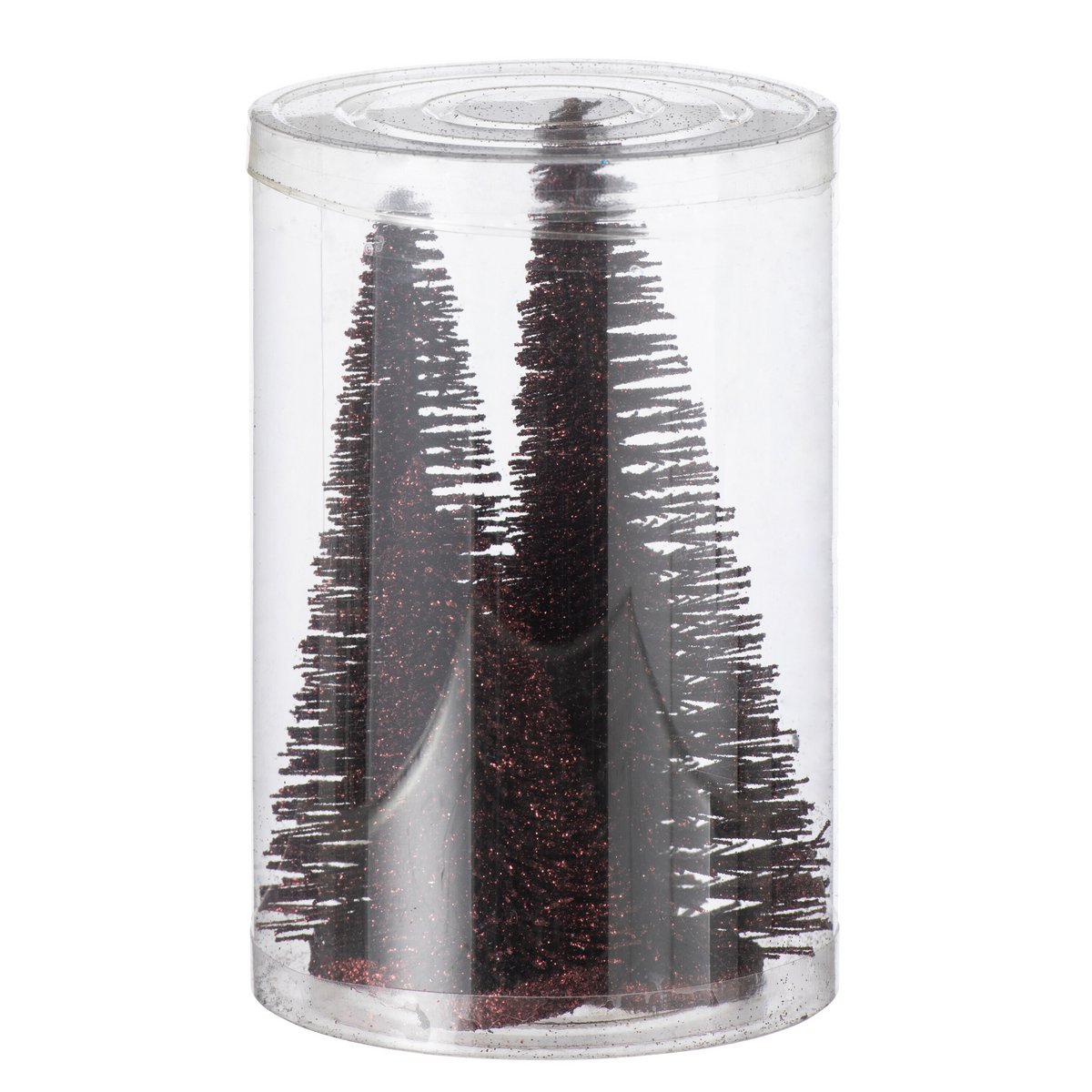 J -Line Dekoration Weihnachtsbaum Glitzer - Plastik - Bordeaux - Schachtel von 8