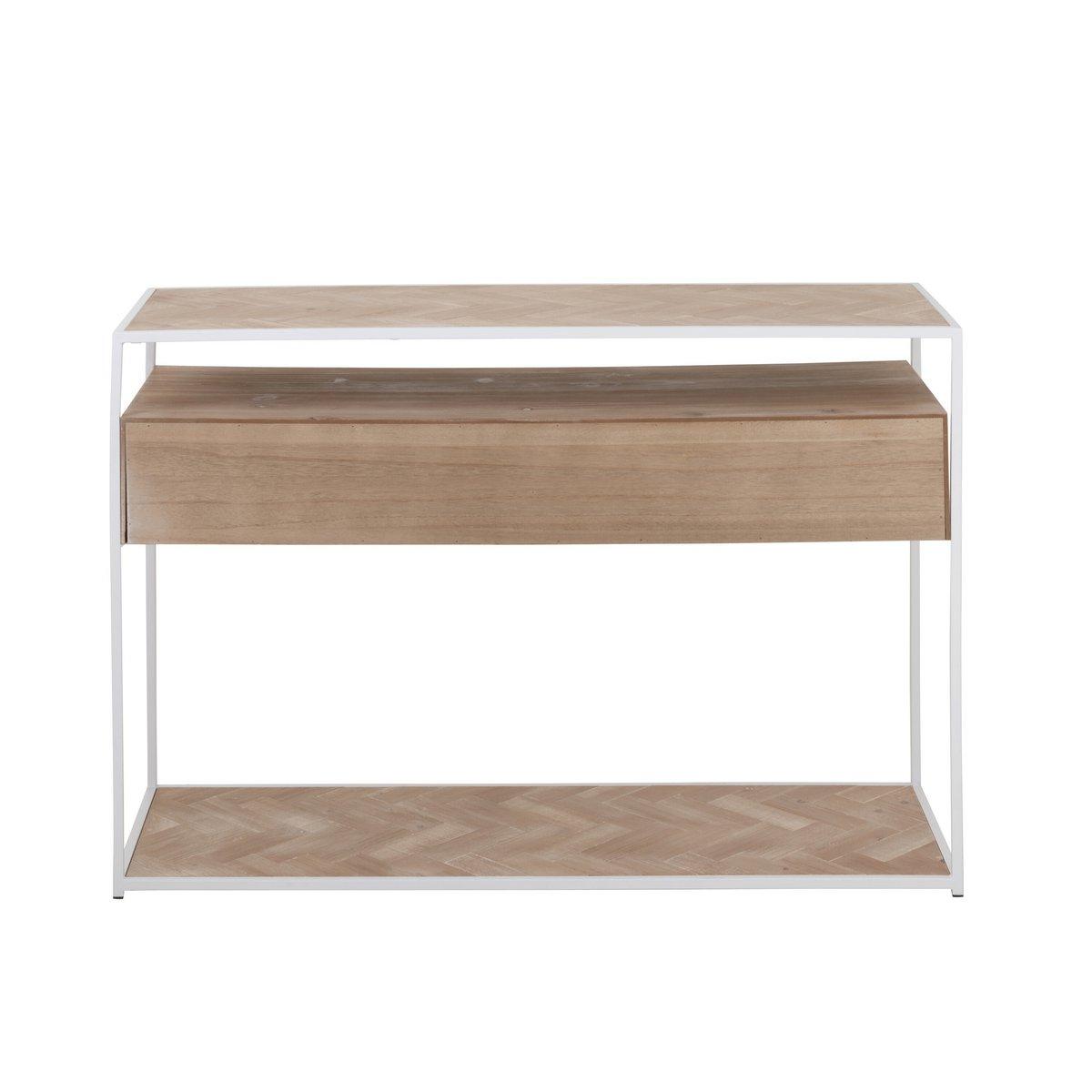 J-Line Konsole Zickzack 2 Schubladen Holz/Metall Natur/Weiß