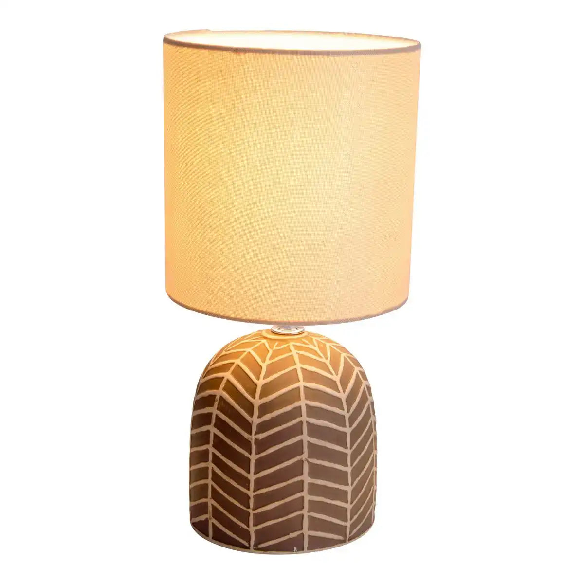 Keramik-Tischleuchte "FOLIO" braun, Tischlampe aus Keramik in Braun, mit E14-Fassung, für Esszimmer, Wohnzimmer, Diele oder Büro, 27,50cm hoch