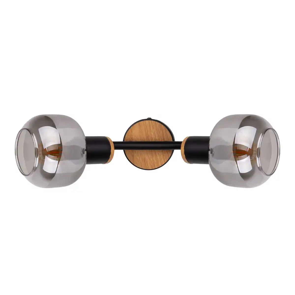 2er Spot Deckenleuchte "FUMOSO", Deckenlampe aus Metall und Rauchglas in Schwarz, und Natur, mit E14-Fassung, für Esszimmer, Wohnzimmer, Diele oder Büro, 40 x 20 cm
