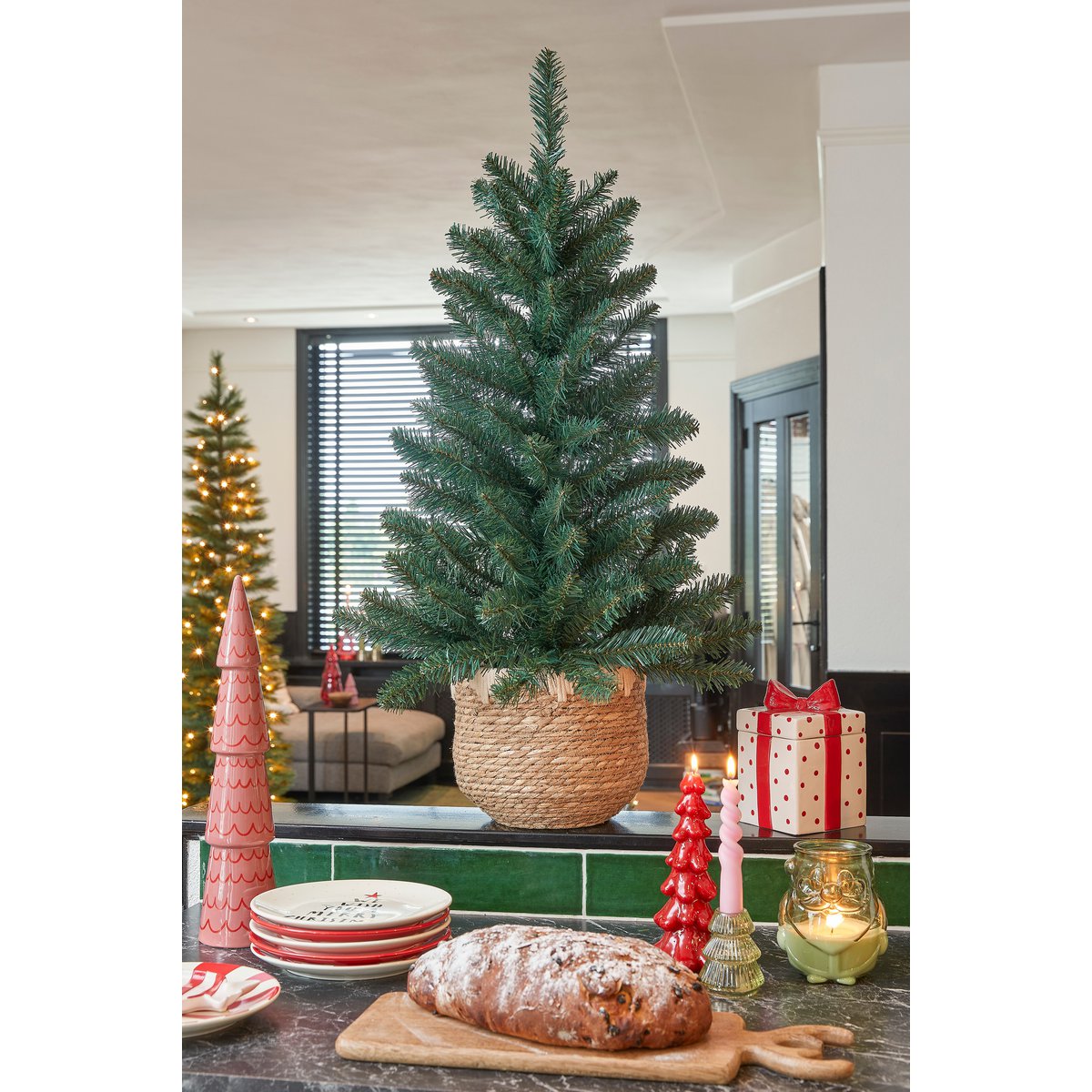 Roverton Kunstkerstboom im Topf - H90 x Ø58 cm - Grün
