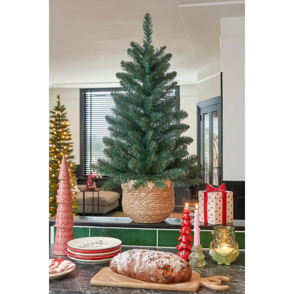 Roverton Kunstkerstboom im Topf - H90 x Ø58 cm - Grün