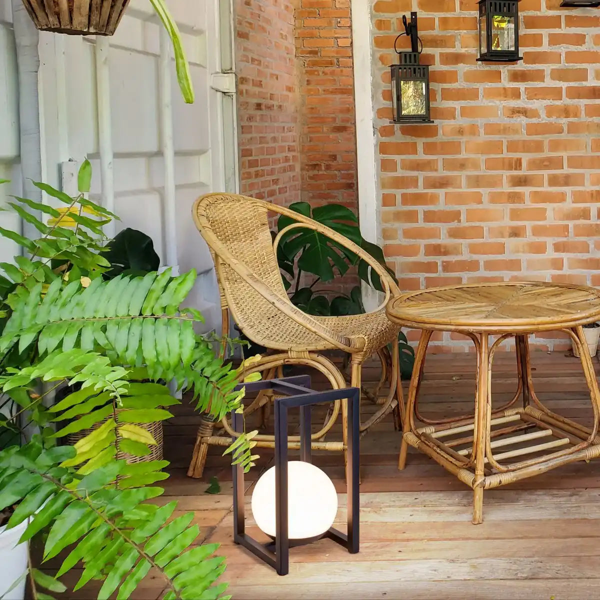 LED Dekoleuchte KALI für Balkon und Terrasse, Deko Tischlampe aus Metall und Kunststoff in Schwarz, fest verbaute LEDs, 30 x 16 x16 cm