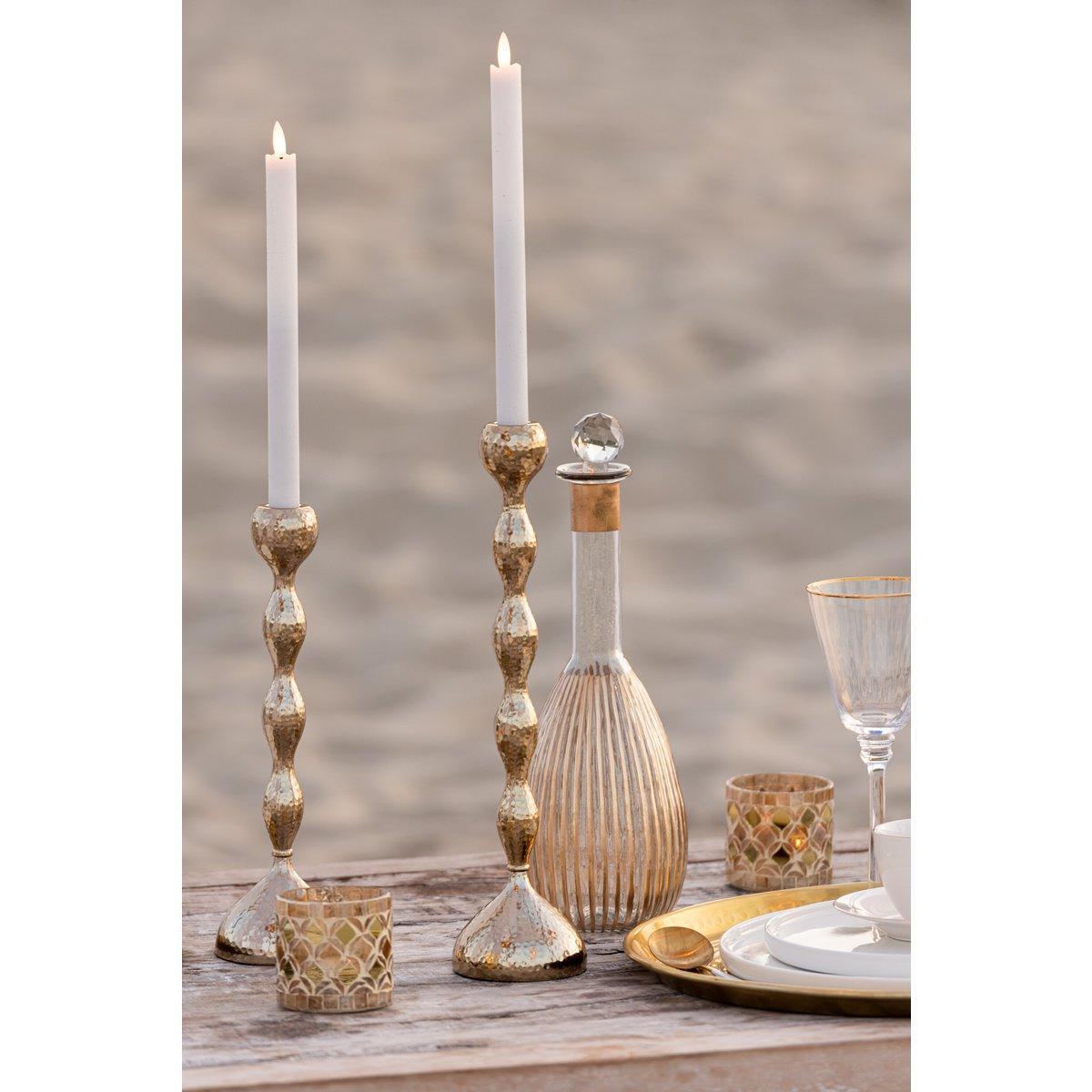 J-Line Teelichthalter Mosaik - Glas - Gold - klein -