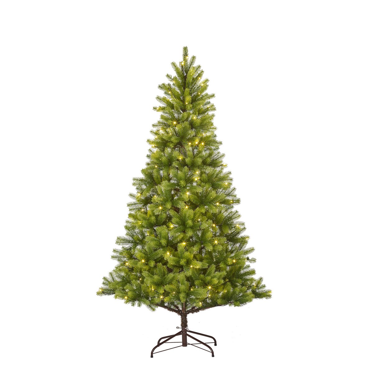 Künstlicher Weihnachtsbaum mit warmweißer LED-Beleuchtung – H210 x Ø115 cm – Grün
