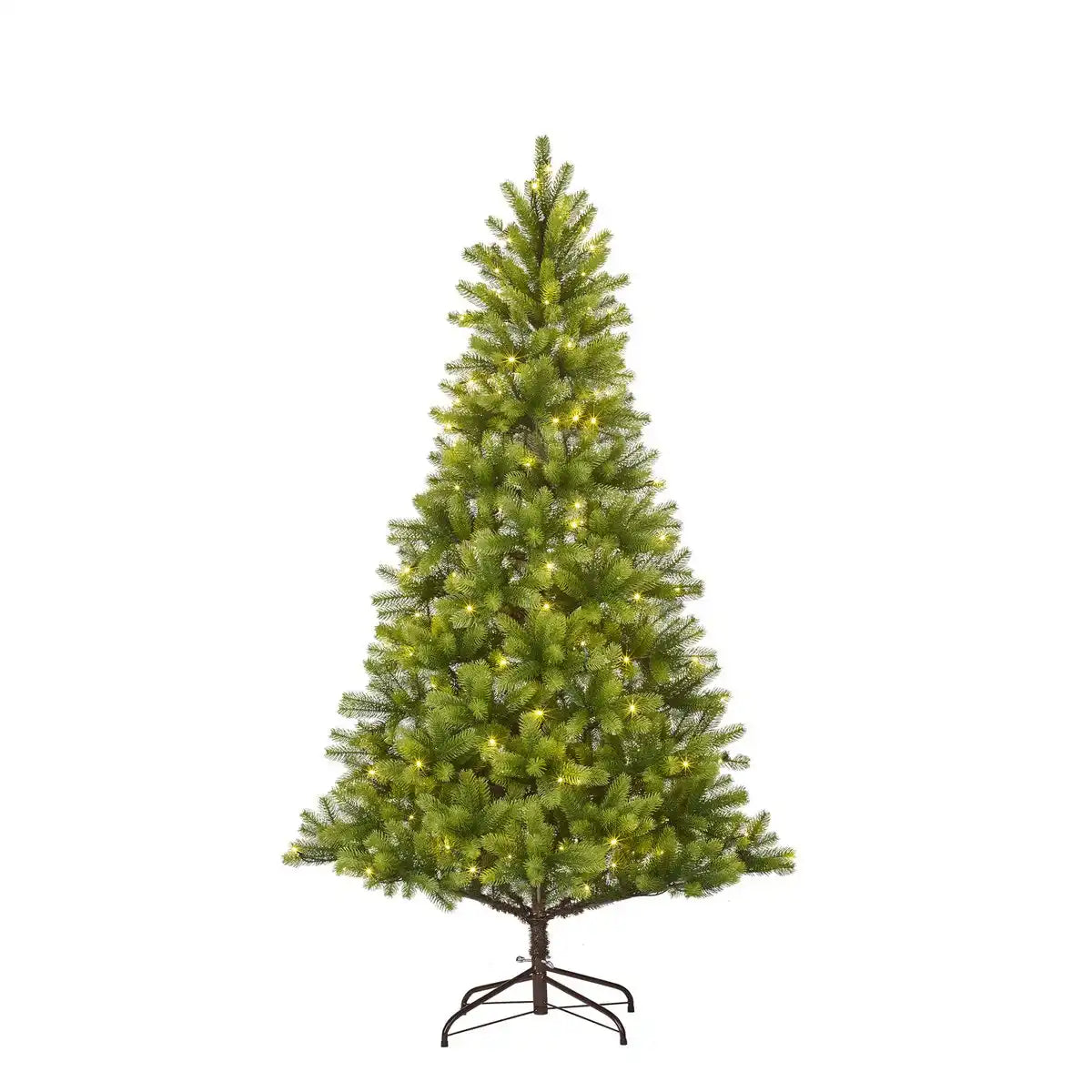Künstlicher Weihnachtsbaum mit warmweißer LED-Beleuchtung – H210 x Ø115 cm – Grün